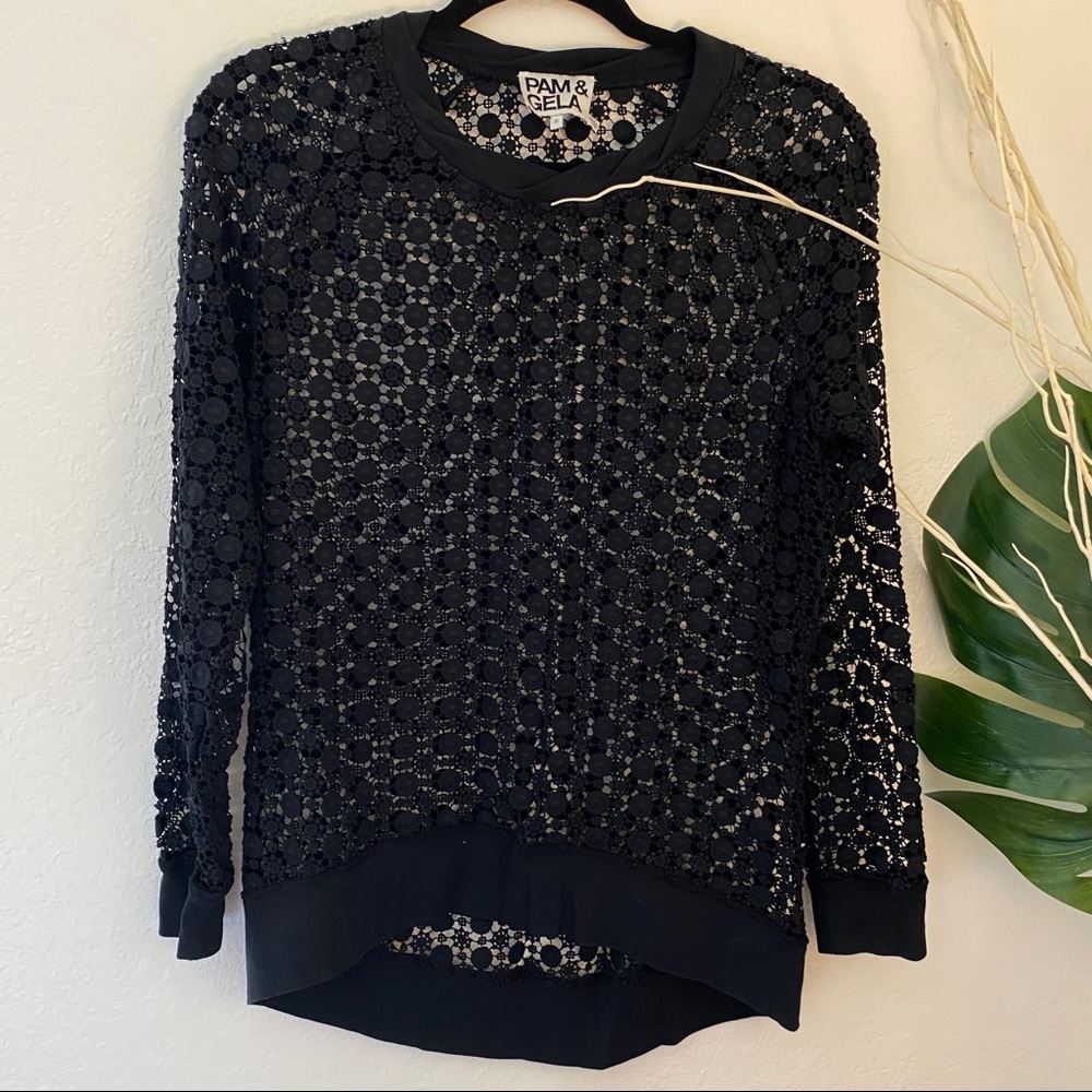 Pam & Gela Crochet Long Sleeve Top